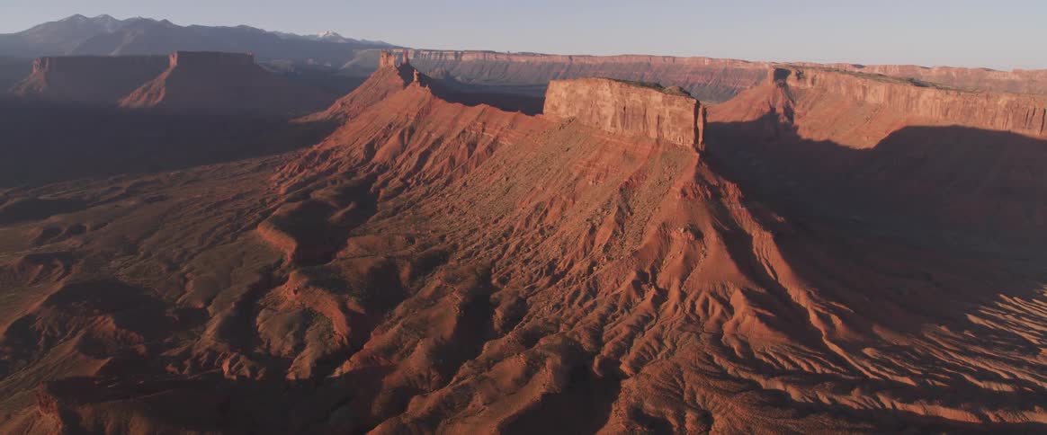 Panoramic aerial view of monument valley desert mesas
