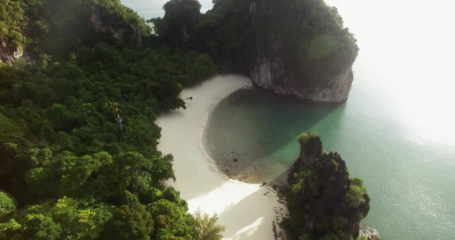 Beach shown on an island