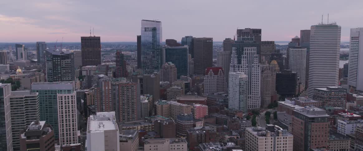 Skyscrapers in city downtown near large park