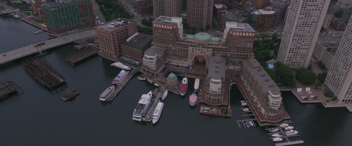 Aerial view of a city and waterfront