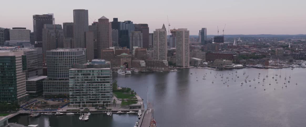 A bay surrounded by a large city