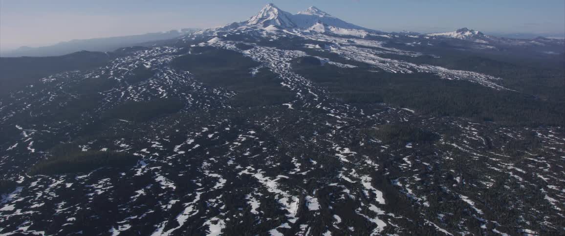 Snow covered forest and mountain