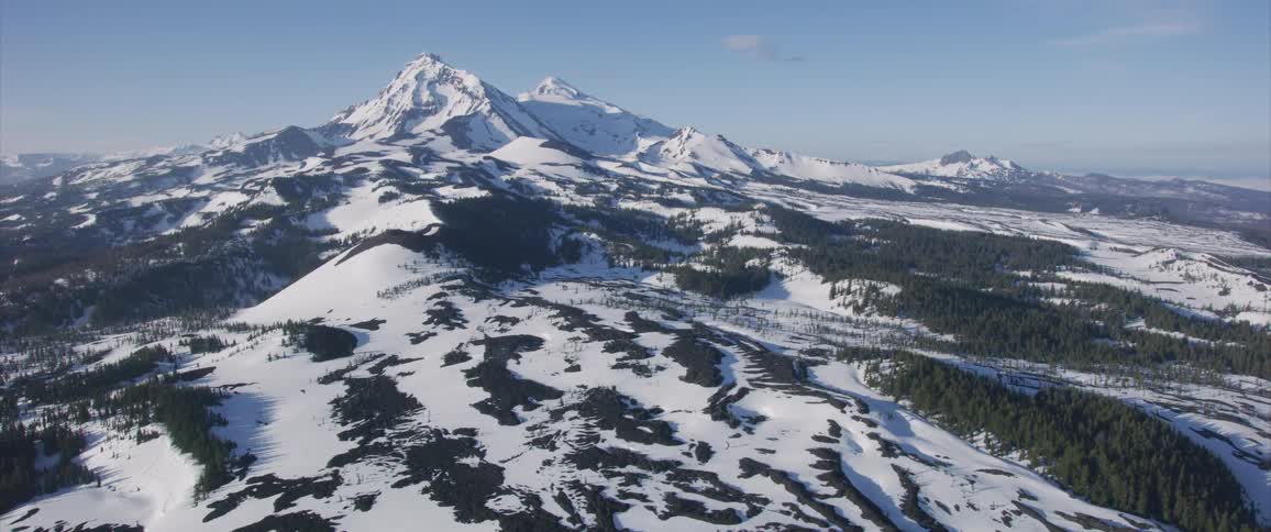 Landscape view of snowy mountains