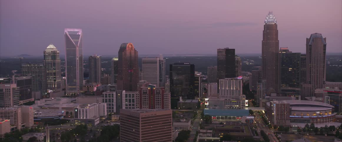 Charlotte north carolina city skyline at dusk