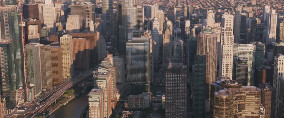 Skyline of a cities downtown area