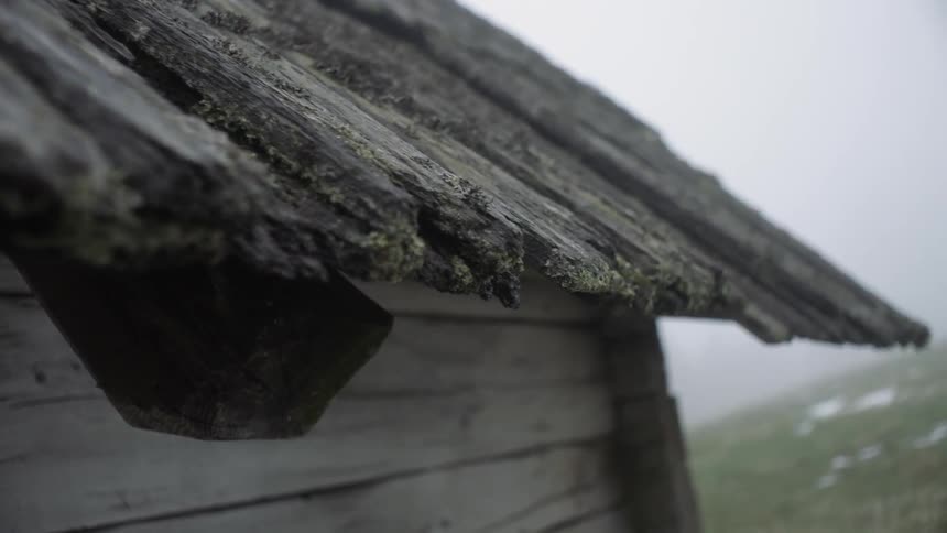 Weathered wooden roof and walls