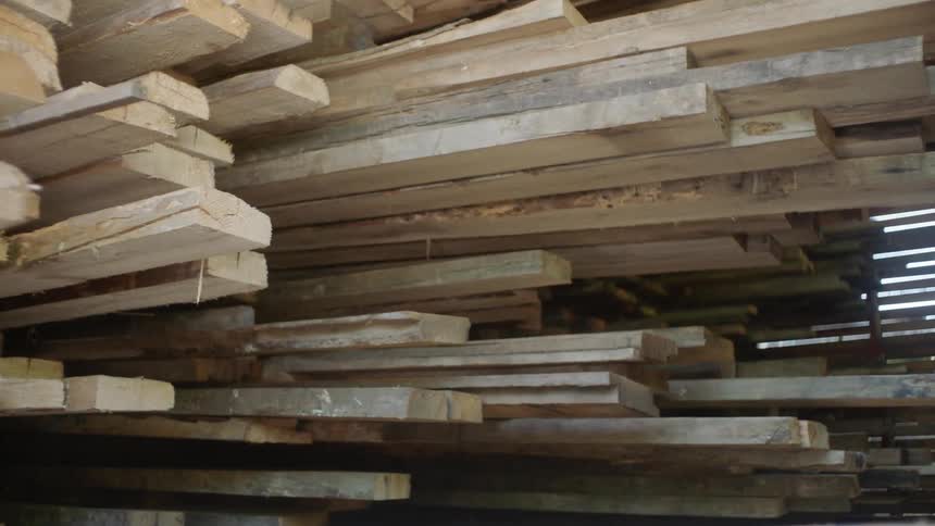 Stacks of different sized lumber