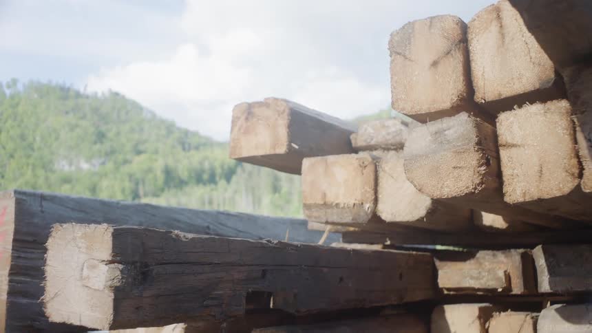 Wooden planks on the back of a truck
