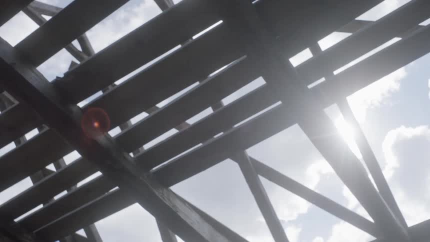 Underside shot of a wood structure