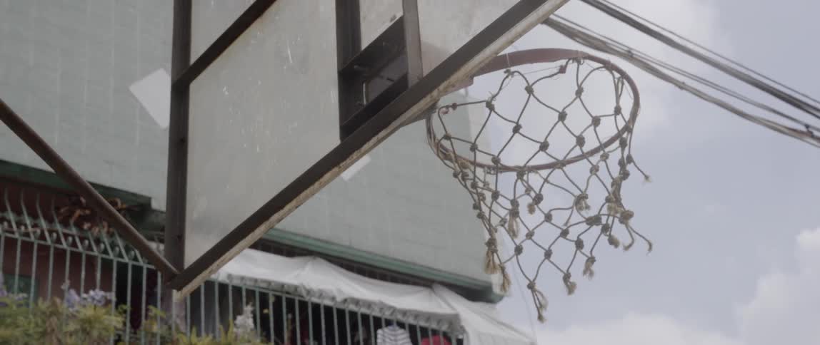 Outdoor basketball hoop with net