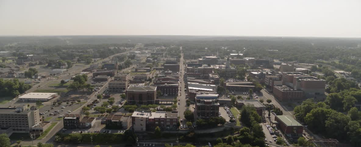 View of the town with horizon on a sunny day during the daytime