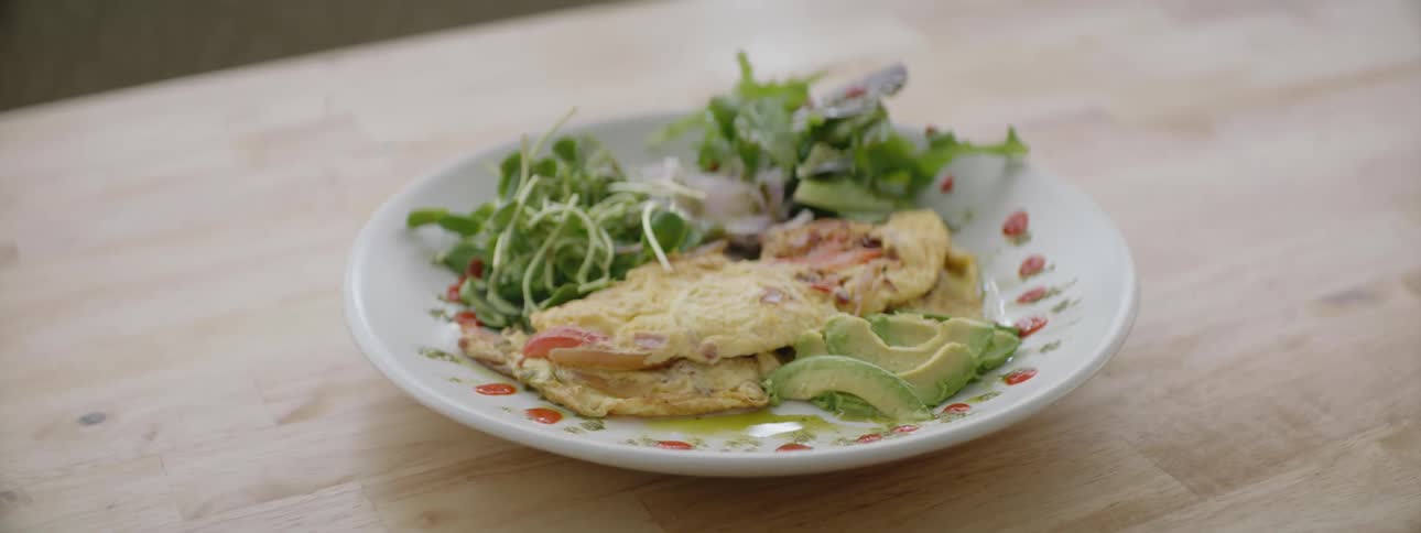 A plate of food is set on the table