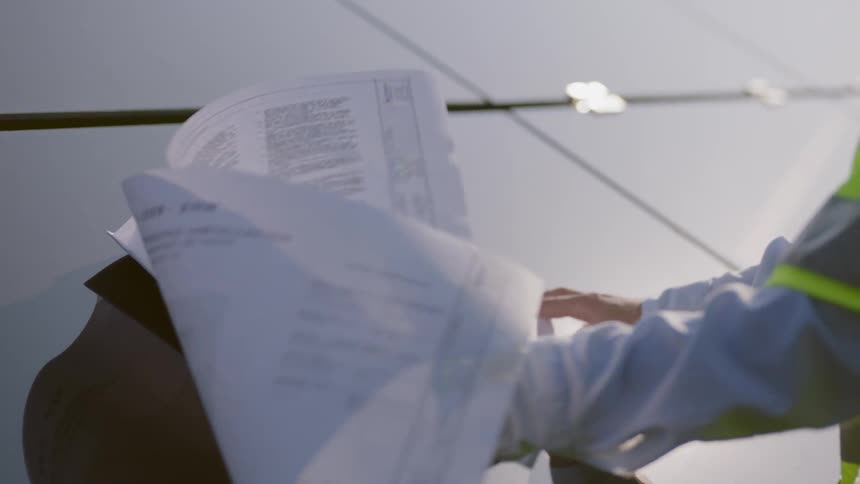 A woman reads some papers