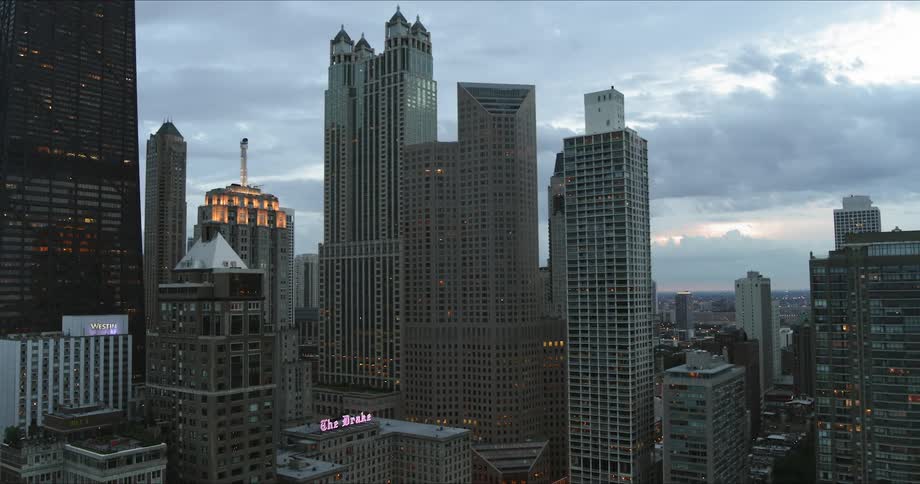 A view of a downtown skyline is displayed