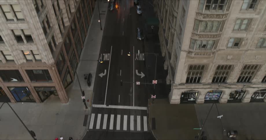 A aerial view of an intersection