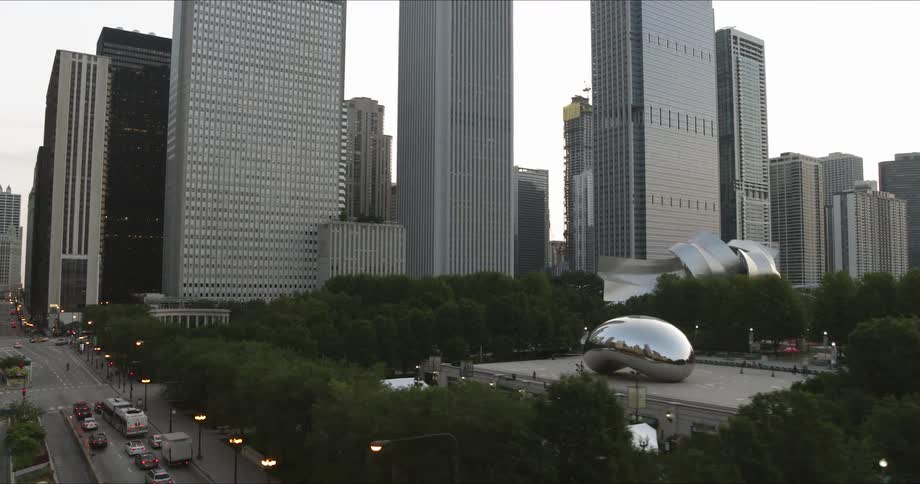 The camera flies in the middle of chicago