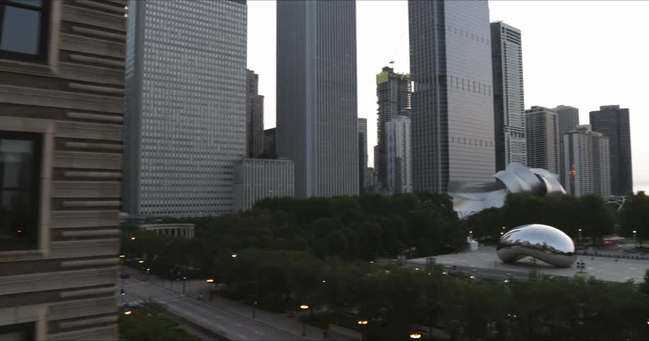 Close up of a building and a city shot of downtown chicago