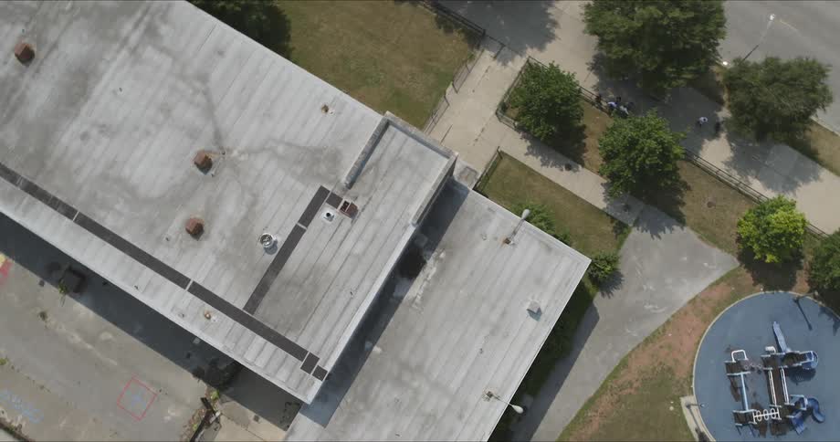 Aerial of Abandoned School in Chicago