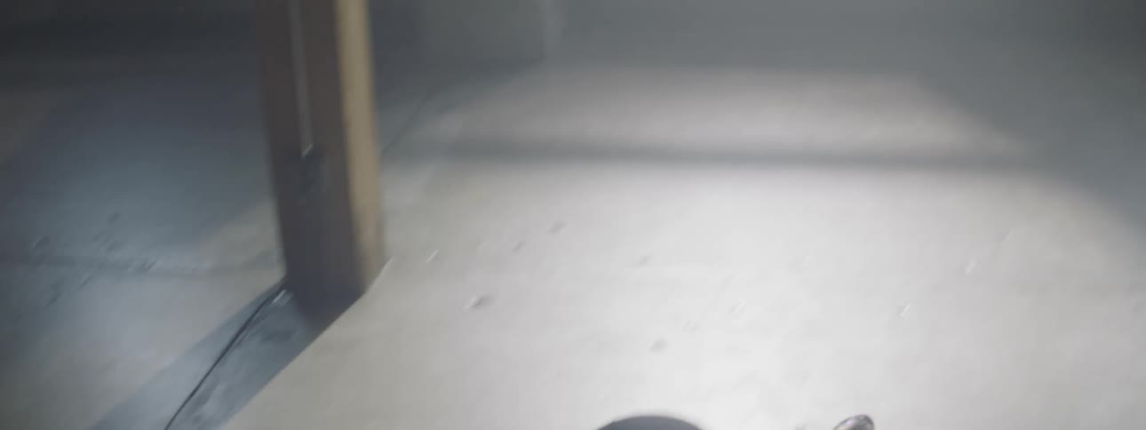 A woman dancing by twirling and collapsing on the floor