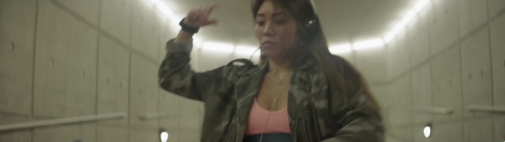 Woman dancing on a hallway