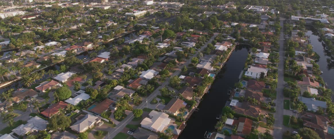 Birds eye view of a neighborhood