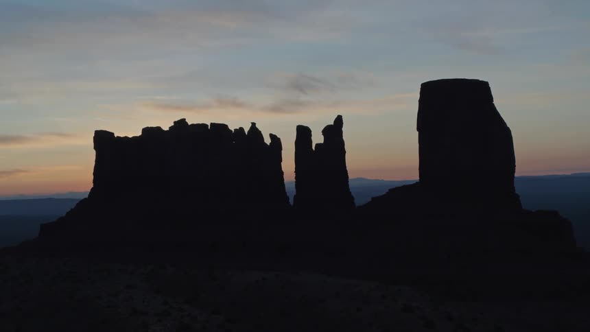 Night falls on the rocky canyon
