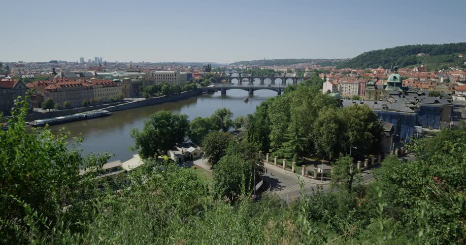 Landscape view of waterfront and city