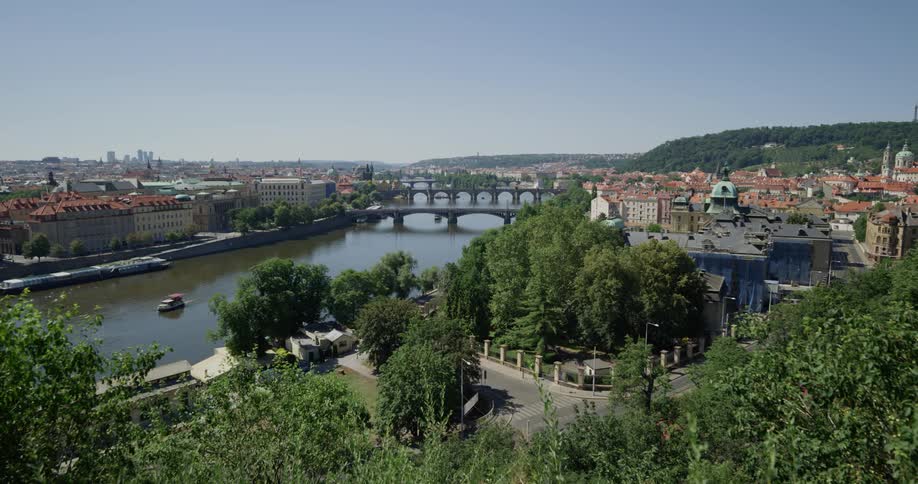 Sections of town are separated by river and connected by bridges