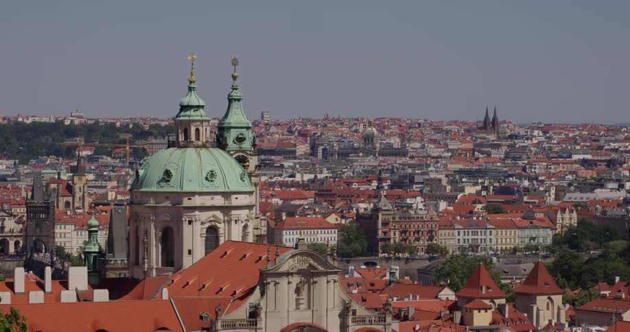 A panoramic view of a cathedral in an european city