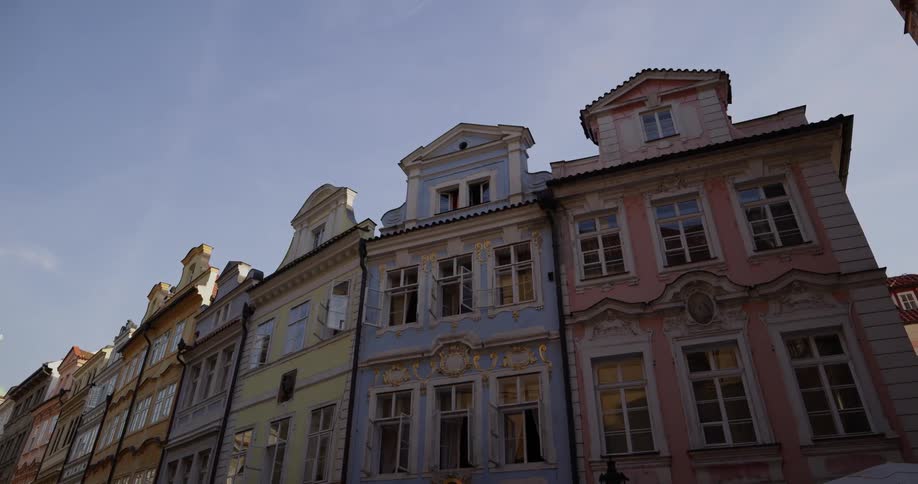 A row of buildings in a historical district