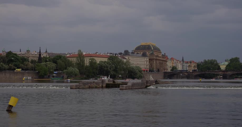 Skyline view of waterfront and city