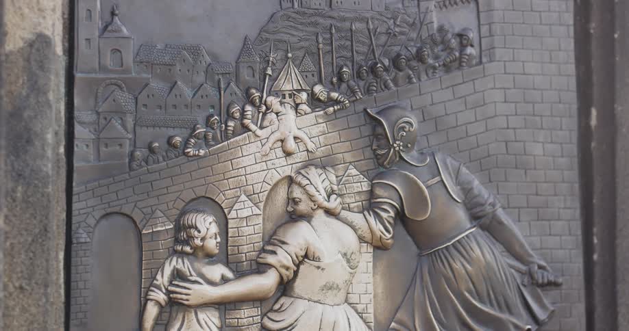 Sculptured art on a building wall