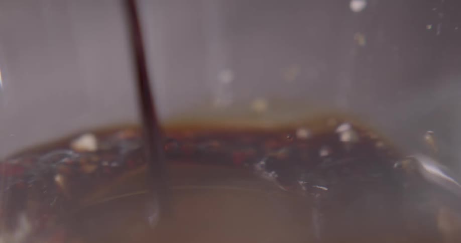 Sauce added to chopped ingredients