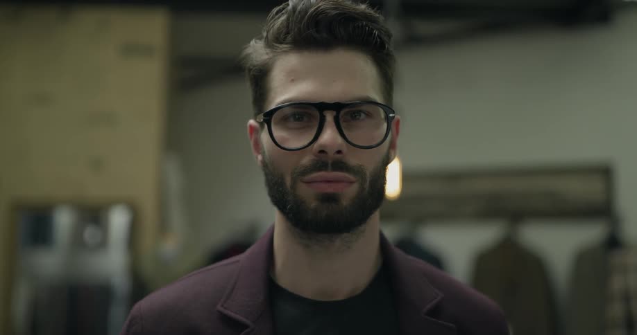 Close up of a man looking up at the camera