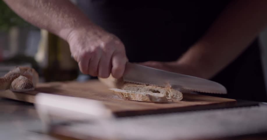 A man slices bread