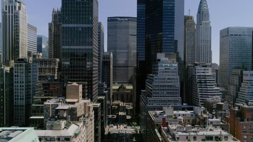 Close up views of buildings in a downtown area