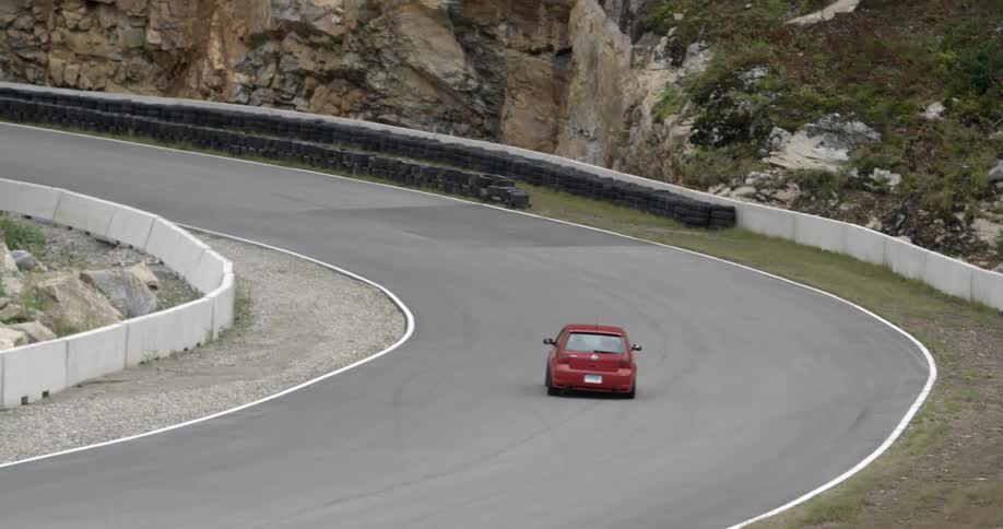 A car driving down a race track