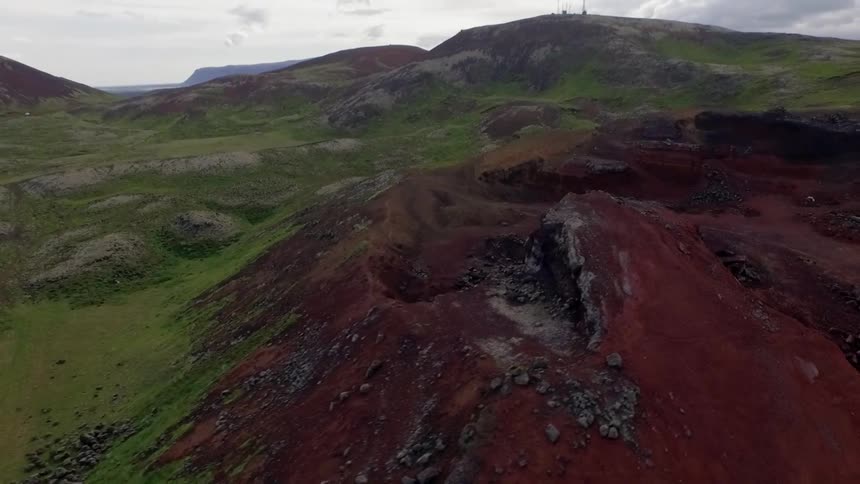 View of reddish brown hills