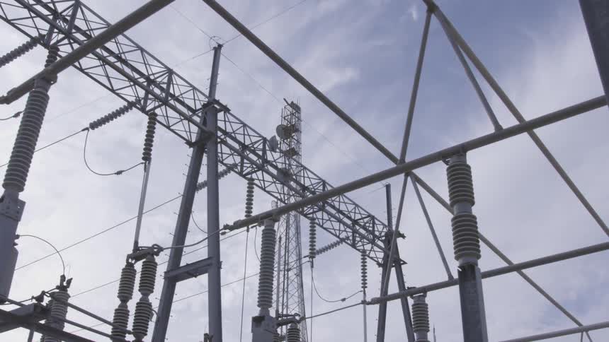 Many metal poles help produce power