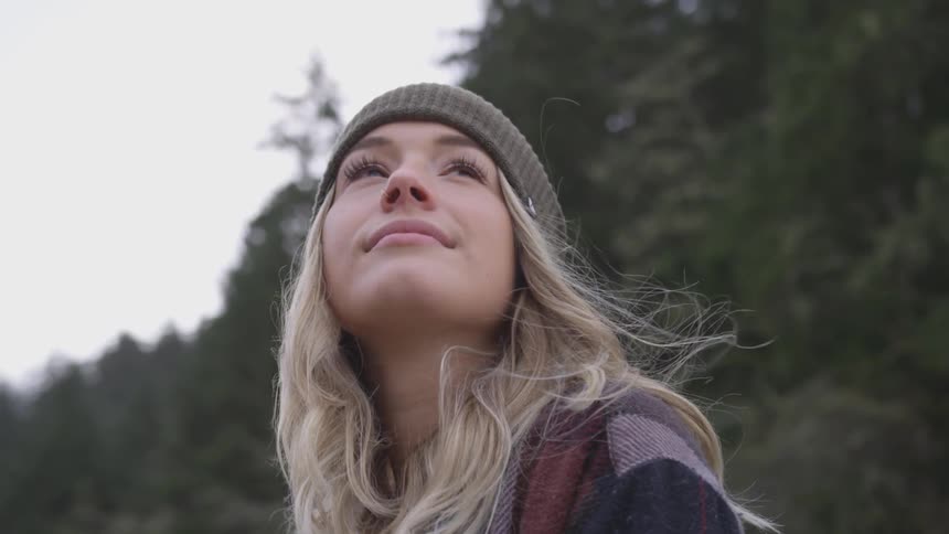 A young girl looks around