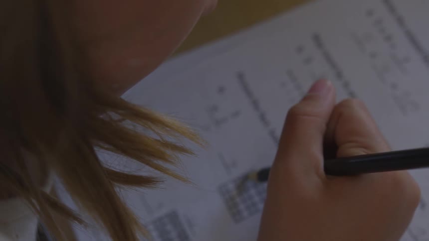 A female is doing school work