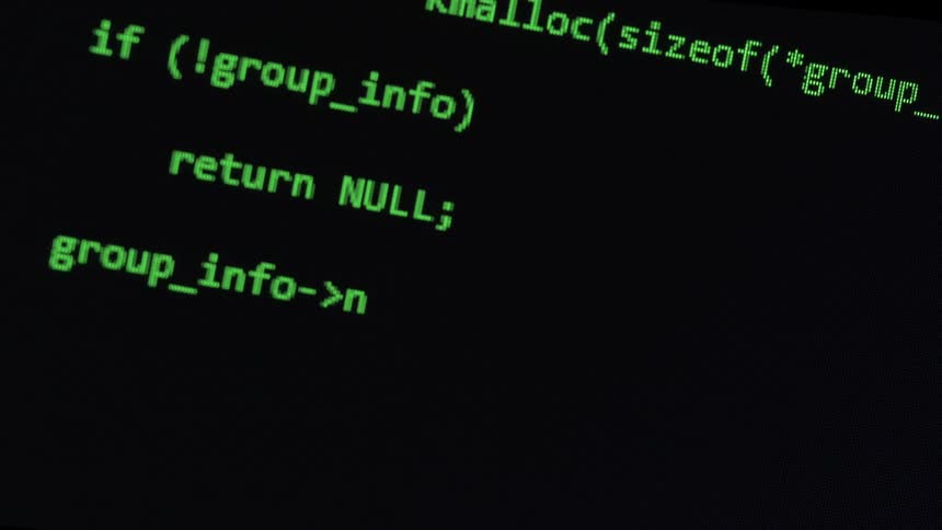 Code appears on screen