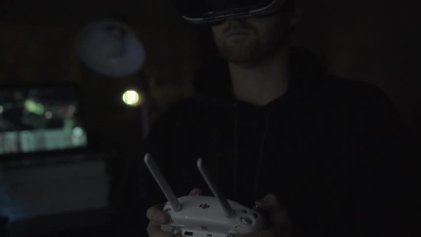 A man uses a virtual reality headset