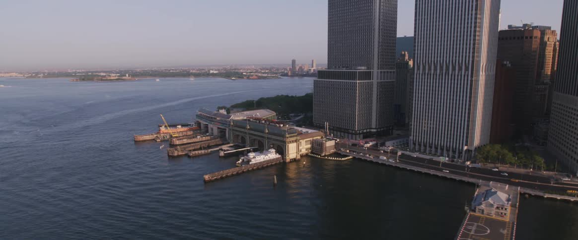 An aerial shot of new york city
