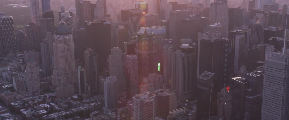 Neon boards in downtown at sunset