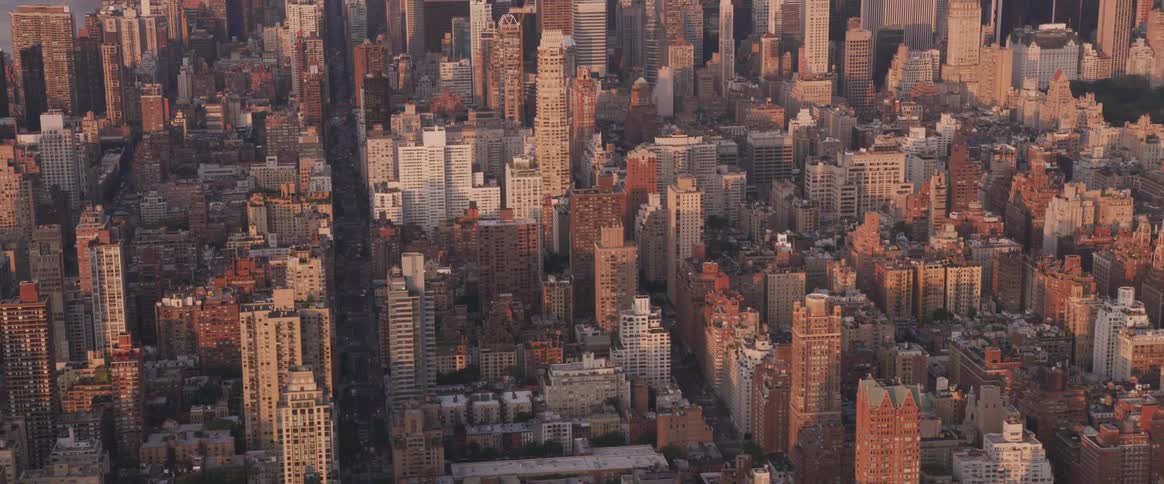 An aerial view of a downtown city