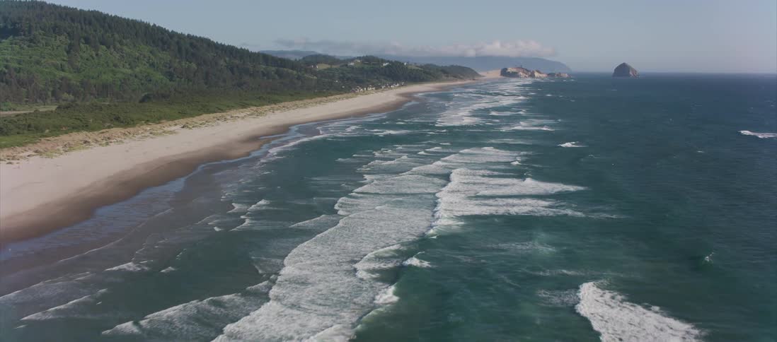 An aerial shot of a coastal area