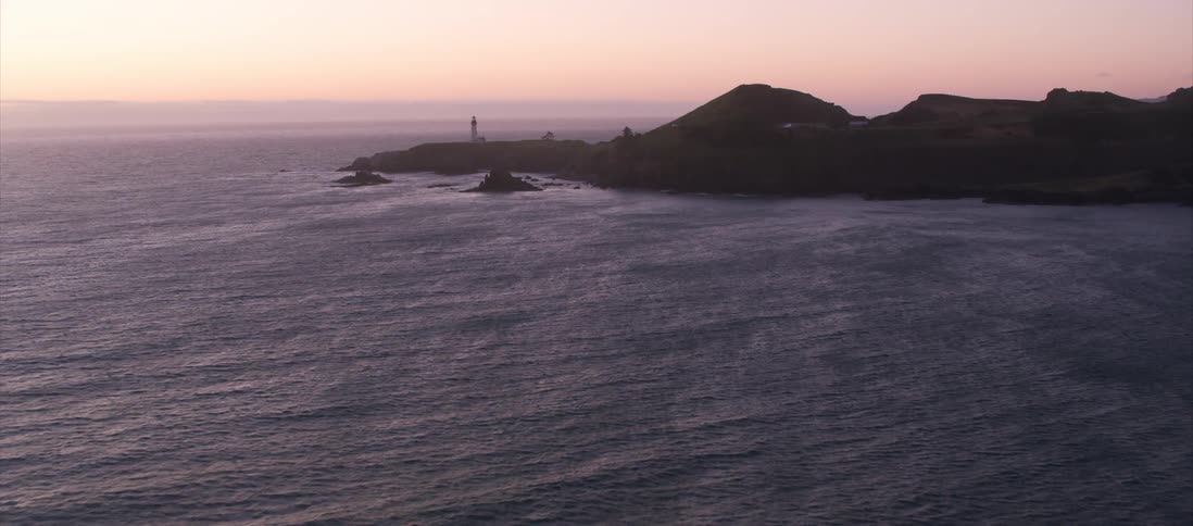 An aerial shot of a peninsula by an ocean