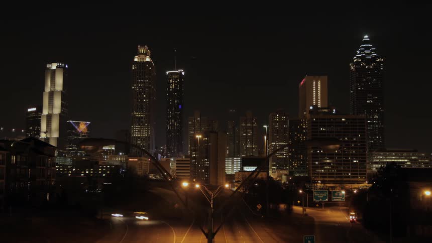 A timelapse of a busy city at night