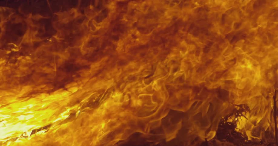 Fire raging through brush